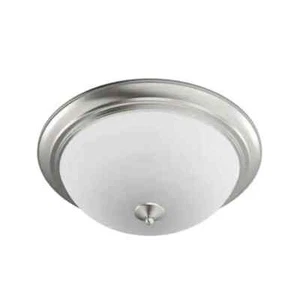 Satin Nickel And Satin White Glass 2 Light Flush Ceiling Light - Picture 1 of 2