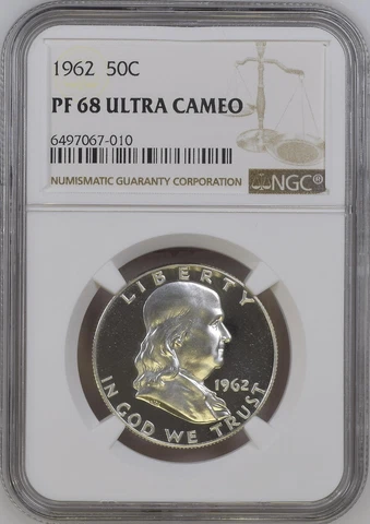 1962-P 50C Franklin Half Dollar NGC Proof PF68 Ultra Cameo Rarity R4 Top Grades Cover