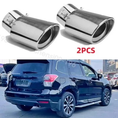 2PC Exhaust Pipe Tip Rear Tail Throat Muffler StainlessSteel For Subaru Forester Foto 1 de 4