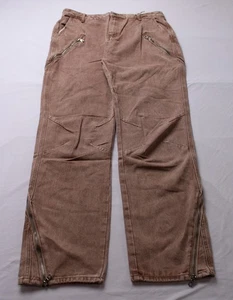 mnml Men's V628 Baggy V-Fit Acid Washed Zipper Denim Pants CD4 Brown Size 34 NWT - Picture 1 of 6
