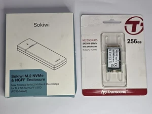 M2 NVMe SATA SSD Enclosure Adapter Tool-Free Bundled with Transcend 256GB M2 SSD - Picture 1 of 6