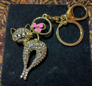  Katze Kristall Strass Schlüsselanhänger Schlüsselanhänger Handtasche Autoschlüsselanhänger Ringe.  k1Grnd* - Bild 1 von 6