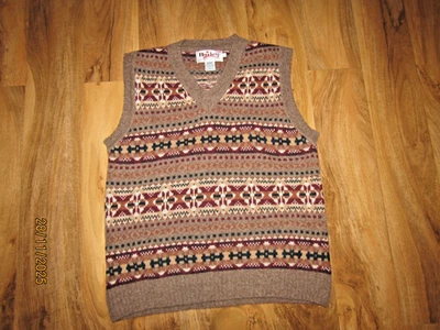 Harley of Scotland size L  brown fair isle Christmas Wool vest jumper BNWNT - Image 1 of 3