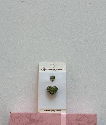 Двойные сердца зеленый пупок кнопка пупка кольцо пирсинг тела - Изображение 1 из 4