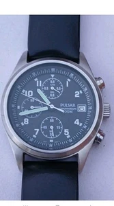 PULSAR BY SEIKO V657-X045 QUARTZ MILITARY PILOT / AVIATOR STYLE CHRONO WATCH RUN - Picture 1 of 6