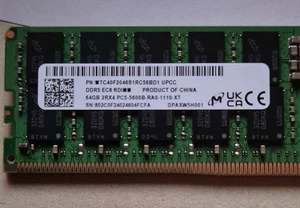 Micron 64GB 2RX4 PC5-5600B-RA0-1110-XT reg. EC8 DDR5 R DIMM MTC40F2046S1RC56BD1 - Bild 1 von 2