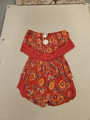 Mameluco En Crème Fuera del Hombro Boho Crochet Playa Pantalones Cortos Mameluco Mujeres M Nuevo Foto 1 de 4