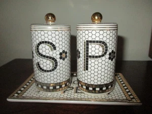 Anthropologie bistro tile Bon appetit salt & pepper set - Picture 1 of 6