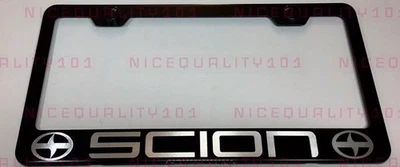Marco de matrícula negro mate de acero inoxidable Scion con tapas Foto 1 de 3