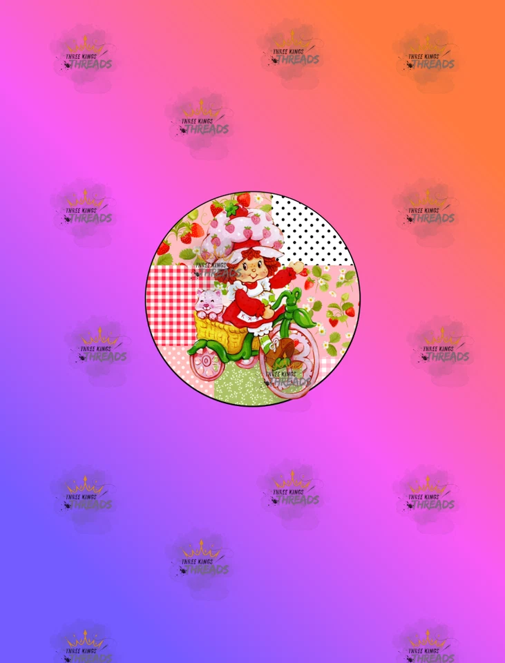 Shortcake morango design 7 polegadas tecido impressão personalizada painel colorido infantil App16x21 - Imagem 1 de 1