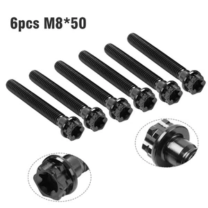 6 Stück Titanschrauben Torxkopf und Flansch, M8 x 50 mm, schwarz, für Motorrad - Picture 1 of 12