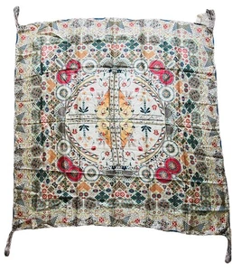 NEW Johnny Was 100% Silk Floral Print Scarf With Tassels 42"x42" - Picture 1 of 5
