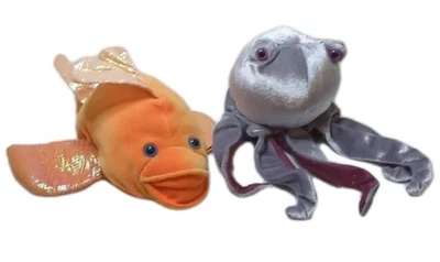 Caltoy Hand Puppets Plush Lot 2 Gold Fish Octopus Full Glove Story Pretend Play - Image 1 of 4