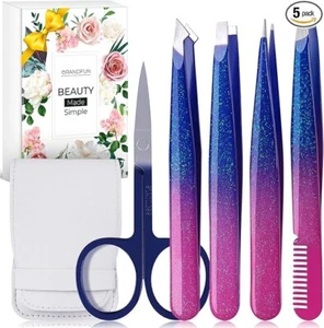 Tweezer Set for Women - Professional Precision Tweezers for Eyebrows -Travel kit - Picture 1 of 5