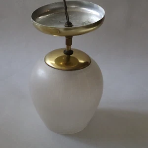 Vtg MCM Imperialites Ceiling Light Fixture, Etched Frosted Glass 10" x 6" wide - Picture 1 of 14