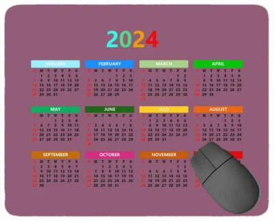 Calendar 2024 Year Mouse Pad,solid Color Mouse Pad with Stitched Edge - Image 1 of 4