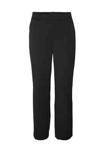 VERO MODA Women Maya Straight Trousers Mid-Waist Side Pockets Black Large - Picture 1 of 9