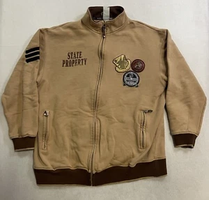 Vintage STATE PROPERTY Rocawear Jacket Mens Brown Zip Up With Patches Skate Y2K - Picture 1 of 17