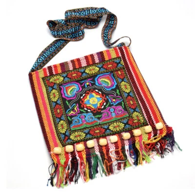 Perlen Fransen Kreuz Schultertasche Tasche Handtasche Schlüssel Phone Gestreift - Bild 1 von 4