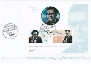 Music Most Popular Lyricist Toivo Kärki 100 Year Finland Mint FDC Sheet 2015 - Picture 1 of 1