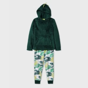 Boys' Camo Dino / Dinosaur Print 2Pc Pajama Set - Cat & Jack Green S (6/7) - Picture 1 of 7