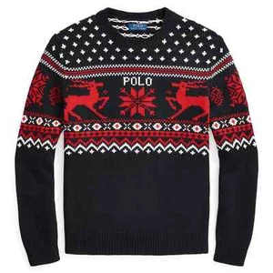 $ 298 Neu mit Etikett Polo Ralph Lauren Herren Größe 2XL Rentier Baumwolle-Kaschmir Pullover - Bild 1 von 4