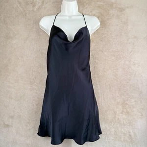 Zara Mini Slip Dress Womens S Black Strappy Satin Sexy Event Formal Summer 90s - Picture 1 of 13