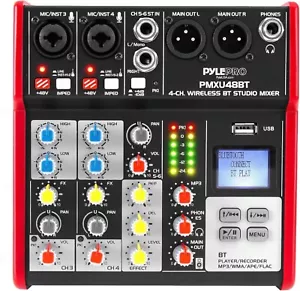 Pyle Sound 4 Channel BT Compatible Professional Portable Digital DJ Console - Picture 1 of 6