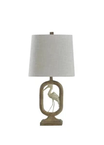 StyleCraft 22.75 in. Distressed Light Brown Off White Distressed Bird Table Lamp - Picture 1 of 2