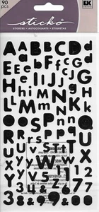 ALPHABET Black Letters Upper Lower Case Sticko Stickers - Picture 1 of 1