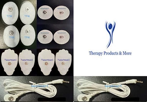 2 ELECTRODE LEAD CABLE(2.5mm Plug)+4LG+4SM OVAL+4SM PADS FOR TENS MASSAGER ESTIM - Picture 1 of 4