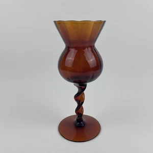 Vintage Italian Empoli Glass Candle Holder/Vase Dark Red Brown No Flaw - Picture 1 of 11