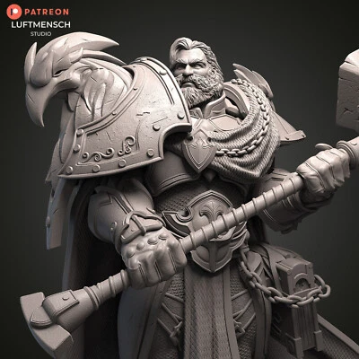 Uther Lightbringer  3D Printed Figure, WoW Collectible Statue, Unpainted - Image 1 of 4