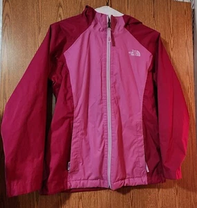 North Face DryVent Girls Youth Pink Fuchsia Hooded Windbreaker Zip Jacket Large - Picture 1 of 8