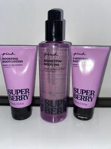 Juego de Aceite Corporal SUPER BAYA y 2 Mini Lociones de Victoria's Secret ROSA - Nuevo - Imagen 1 de 3
