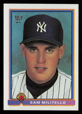 1991 Bowman Sam Militello #693 RC New York Yankees Baseball Card - Image 1 of 2