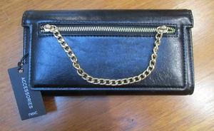 NEXT accessories black clutch bag, red interior, gold strap handle NEW - Picture 1 of 5