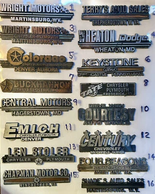 One - Vtg Ford Chevrolet Pontiac Buick GM Dodge Chrys. Dealership Dealer Emblem - Image 1 of 4