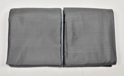 West Elm Dupioni Silk Curtains Drapes 48x108 Pewter Gray Set of 2 Cotton Lining - Image 1 of 4