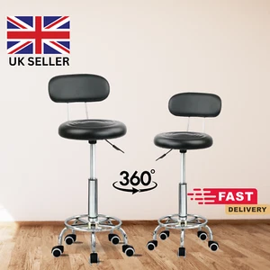 Swivel Stool Chair Black Round Desk PC Stool Adjustable Height Chair Office UK - Picture 1 of 11