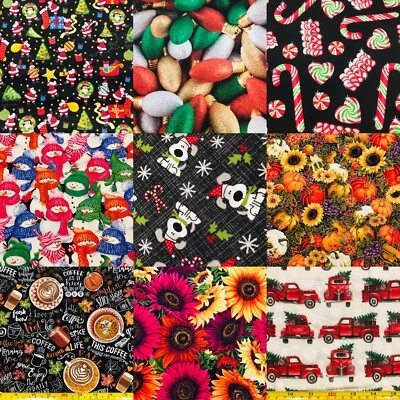 HI-FASHION FABRICS OOP LICENSE RARE HTF 100% Cotton Fabric CHOICE Autumn Fall Christmas 18"x21" Fat Quarter