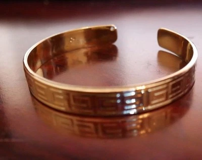 NUEVO BRAZALETE BRAZALETE LLAVE GRIEGA MUJER CHAPADO EN ORO AMARILLO 18K Foto 1 de 3
