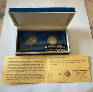 1500's Spanish Silver 2 Reales Genuine Antique Colonial Pirate Cob Coin Set - Picture 1 of 3