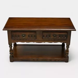 Old Charm Oak Coffee Table 2 Drawers Model 2326 Tudor Brown FREE UK Delivery - Picture 1 of 20