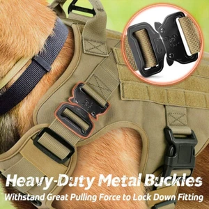 Military Tactical Dog Harness with Handle No-pull Metal Dog Vest UK Working Dog - Picture 1 of 21