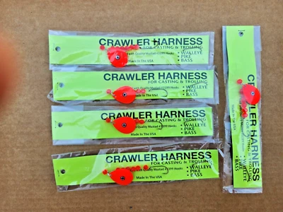 5 Crawler Worm Harness H-13 ORANGE Colorado  Blade Walleye Pike Bass Fish - Image 1 of 2