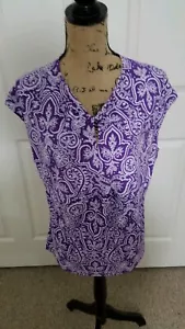 Chaps Woman's Purple & White Paisley Sleeveless Knit Top, Size 1X - Picture 1 of 6
