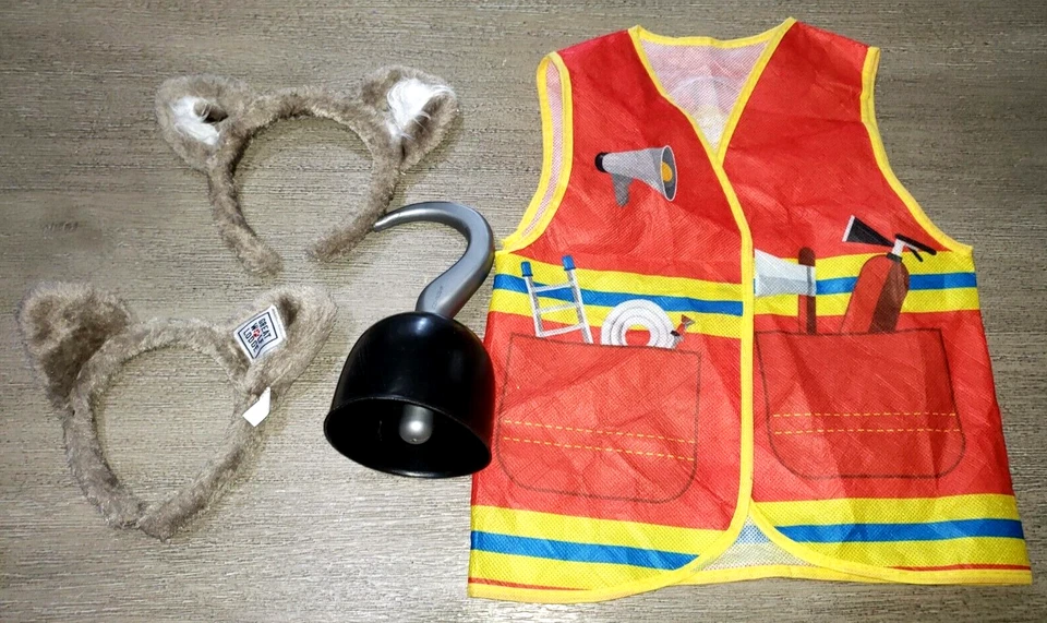CHALECO BOMBERO NIÑO FINGIR JUGAR 2 GRANDES DIADEMAS DE LOBO GANCHO PIRATA TALLA ÚNICA Foto 1 de 1