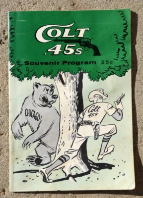 Houston Colt 45's 1963 Home Game Souvenir Program w/ Chicago Cubs Scored - Image 1 of 3
