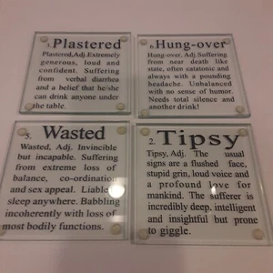 How Drunk Are You Glass Coasters x4 Novelty Party - Picture 1 of 3